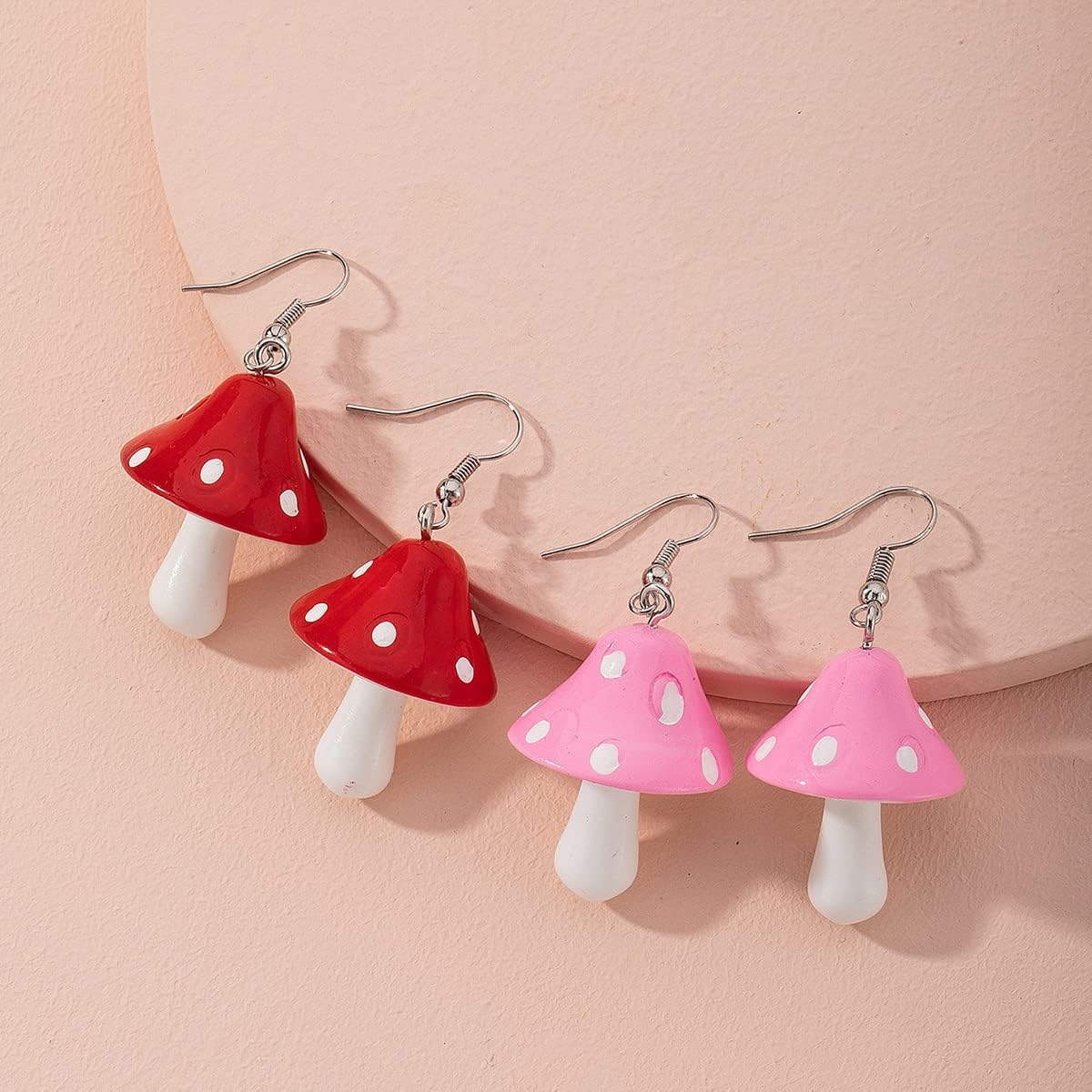 6 Pairs Mushroom Drop Earring Set Resin Creative Funny Dangle Earrings for Women Men - Image 6