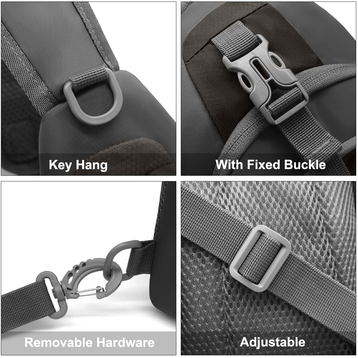 REETEE Sacoche Homme Bandouliere, Sac de Poitrine Sacoche Bandoulière avec Multi-Compartiments Léger Casual Sling Bag pour Homme et Femme pour Randonnée Cyclisme Voyage Camping (noir)