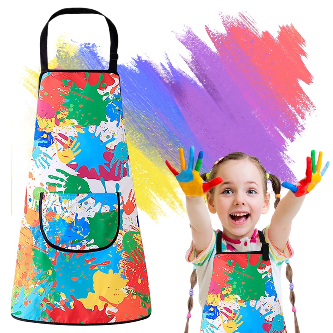 1 pcs Delantal de Chef para Niños y Niñas de 3 a 11 Años, Ajustable e Impermeable con Sombrero para Pintar, Cocinar y Hornear, ¡Silvestres y Divertidos Momentos en la Cocina!