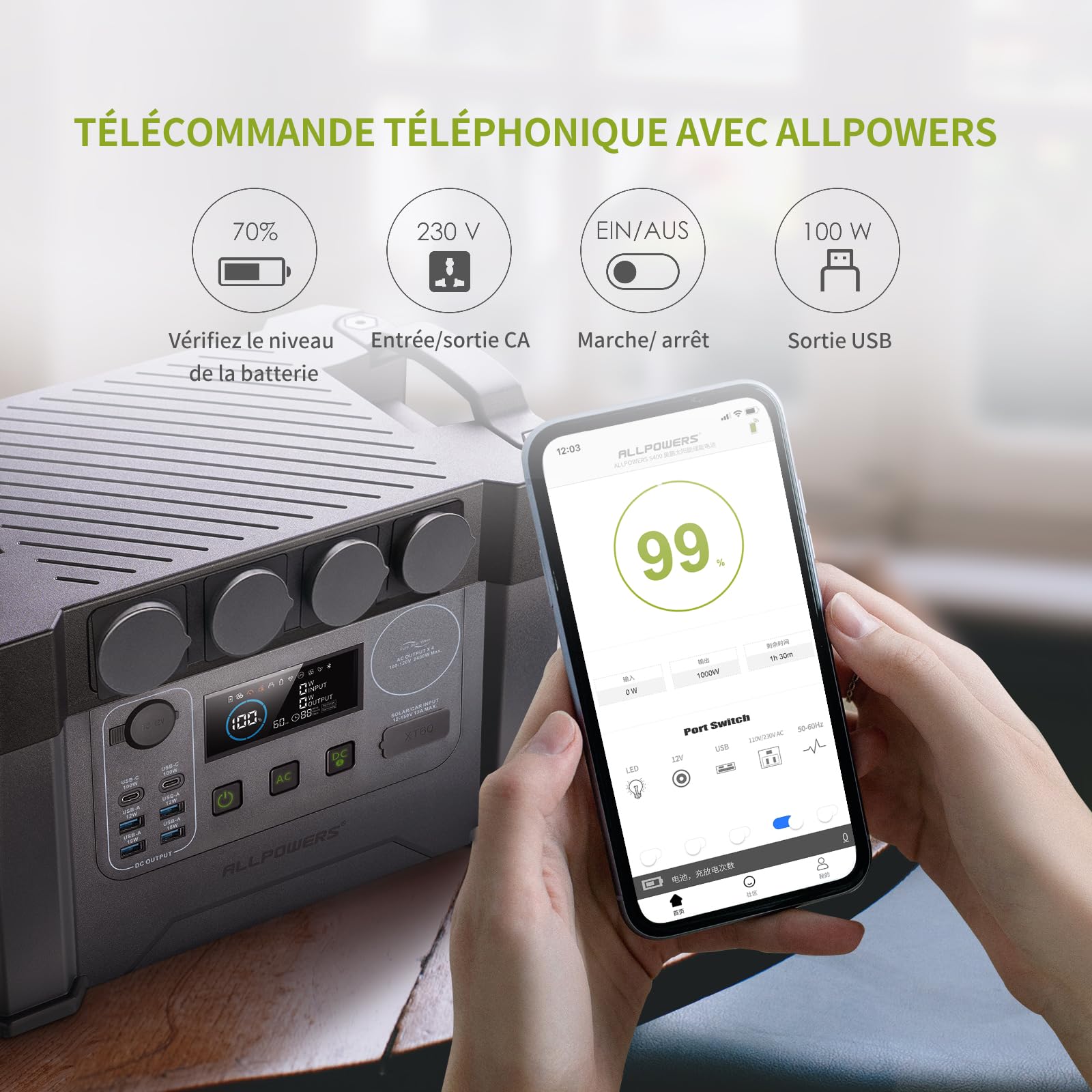 ALLPOWERS S2000Pro Station électrique portable 1451Wh panneaux solaires