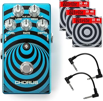 MXR WA38 Wylde Audio Chorus Pedal - Bundle with 2 Patch Cables and 3 Sets of Dunlop ZWEN1046 Electric Guitar Strings