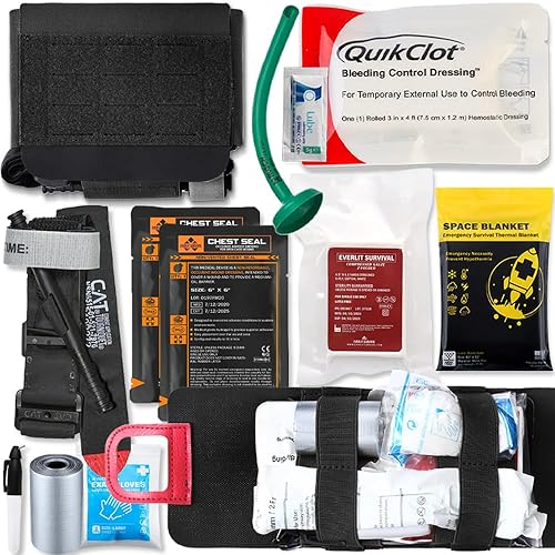 EVERLIT Manga de trauma de ayuda rápida (ratas) Kit EDC Trauma Kit CAT GEN-7 Torniquete QuikClot Gasa de Combate, táctica militar IFAK para control