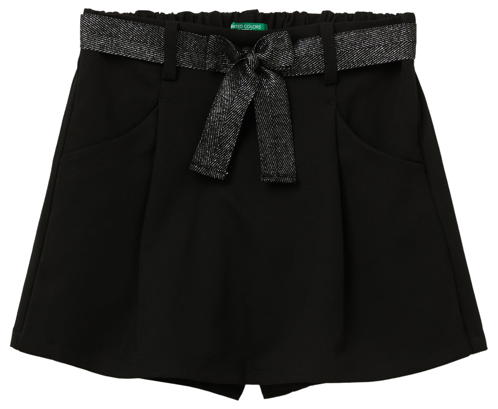 United Colors of Benetton Short + Cinturón, Negro, 120 cm