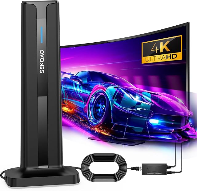 TV Aerial, 2023 Upgrade Digital Freeview Tv Aerial Indoor Outdoor UK, Long Range 360° Reception, Tv Strongest Signal Booster Amplifier, HDTV Antenna 4K 1080P Ultra For All TV