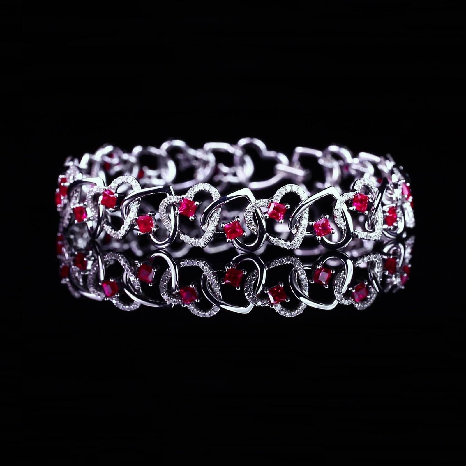 Bransoletka tenisowa dla kobiet białe złoto 9kt/18kt/14kt, rubinowa bransoletka 2,5 ct 6,3 do 19,8 cm długości z diamentem, biżuteria ślubna dla kobiet