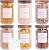 6 Set Glass Pantry Storage Jars with Acacia Airtight Lid - 23oz Kitchen Canisters with 132 Labels - Food Storage Containers with Wood Lid for Tea, Sugar, Cookie, Coffee