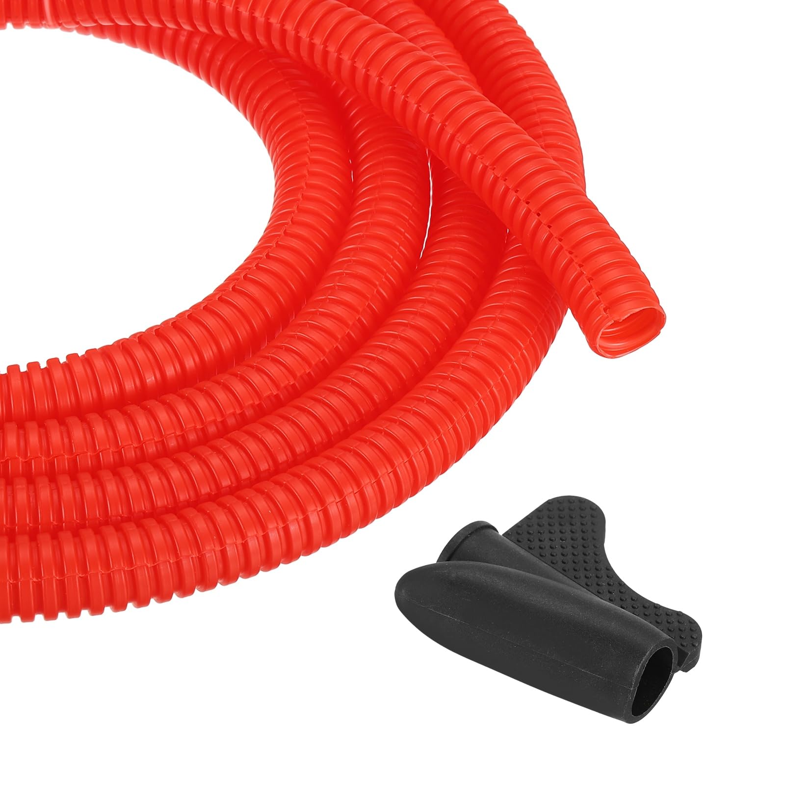 sourcing map 3/8 Inch 50ft Split Wire Loom Tubing, Flexible Cord Protectors with Installation Tool Cable Management Sleeve Conduits Cover for Office Home Electrical Automotive Wires, Red