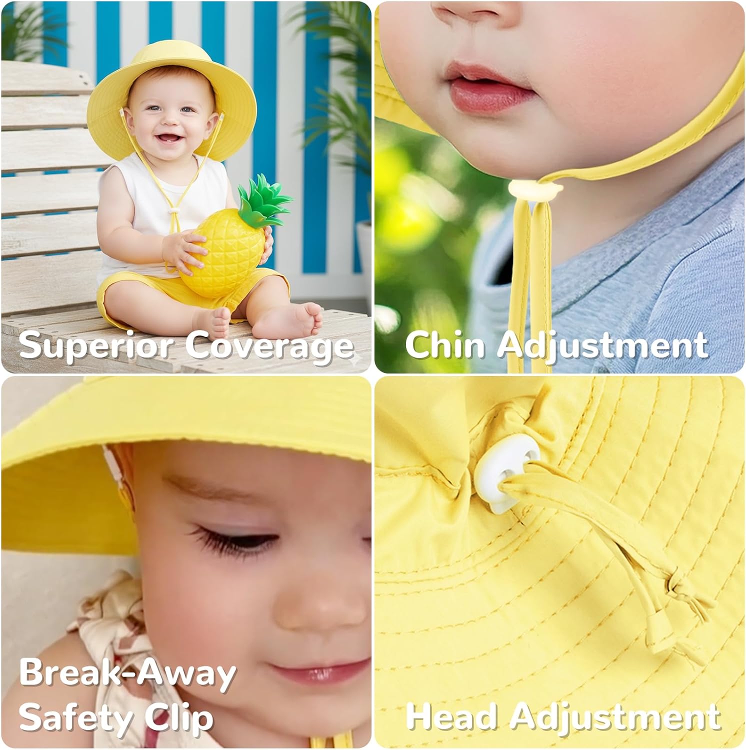 HECCEI Baby Sun Hat with Wide Brim - Windproof, Sunscreen, Warm, DryShade PackNest UPF 50+ Beach Hat for Outdoor, 0-24 Months - Image 8