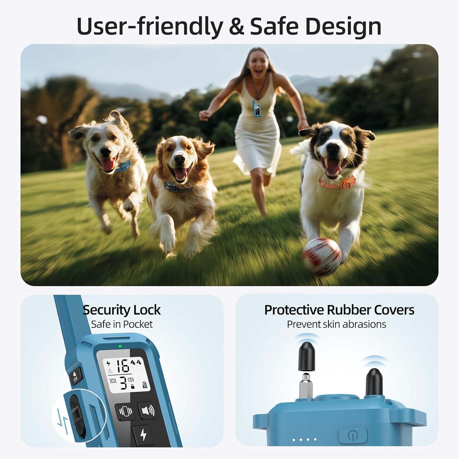 Jugbow Dog Training Collar for 3 Dogs – 4200FT Training Collars with Remote, Rechargeable IPX8 Waterproof E-Collars for Small, Medium & Large Dogs (5-120 lbs)