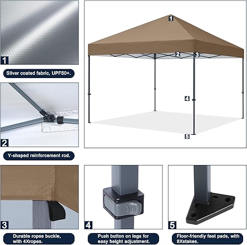Miniatura 4 de COOSHADE - Tienda de campaña plegable con patas rectas, refugio de protección solar instantánea, genial cabaña portátil