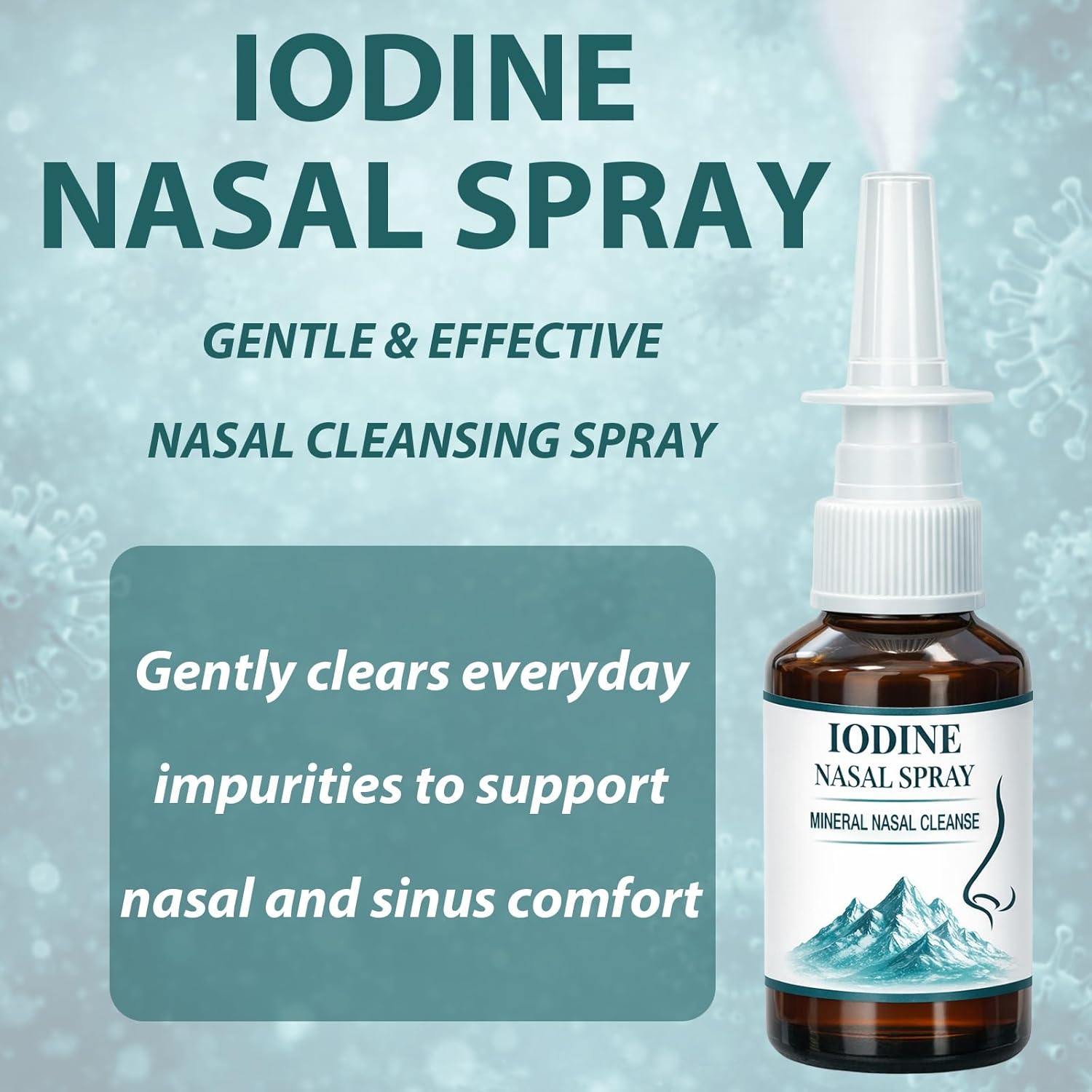 Iodine Nasal Spray – Gently Cleanses & Refreshes Nasal Passages – Iodine & Fulvic Acid Mineral Blend – Natural Nasal Care for Daily Use – 60 mL (2 fl oz), 1 Pack