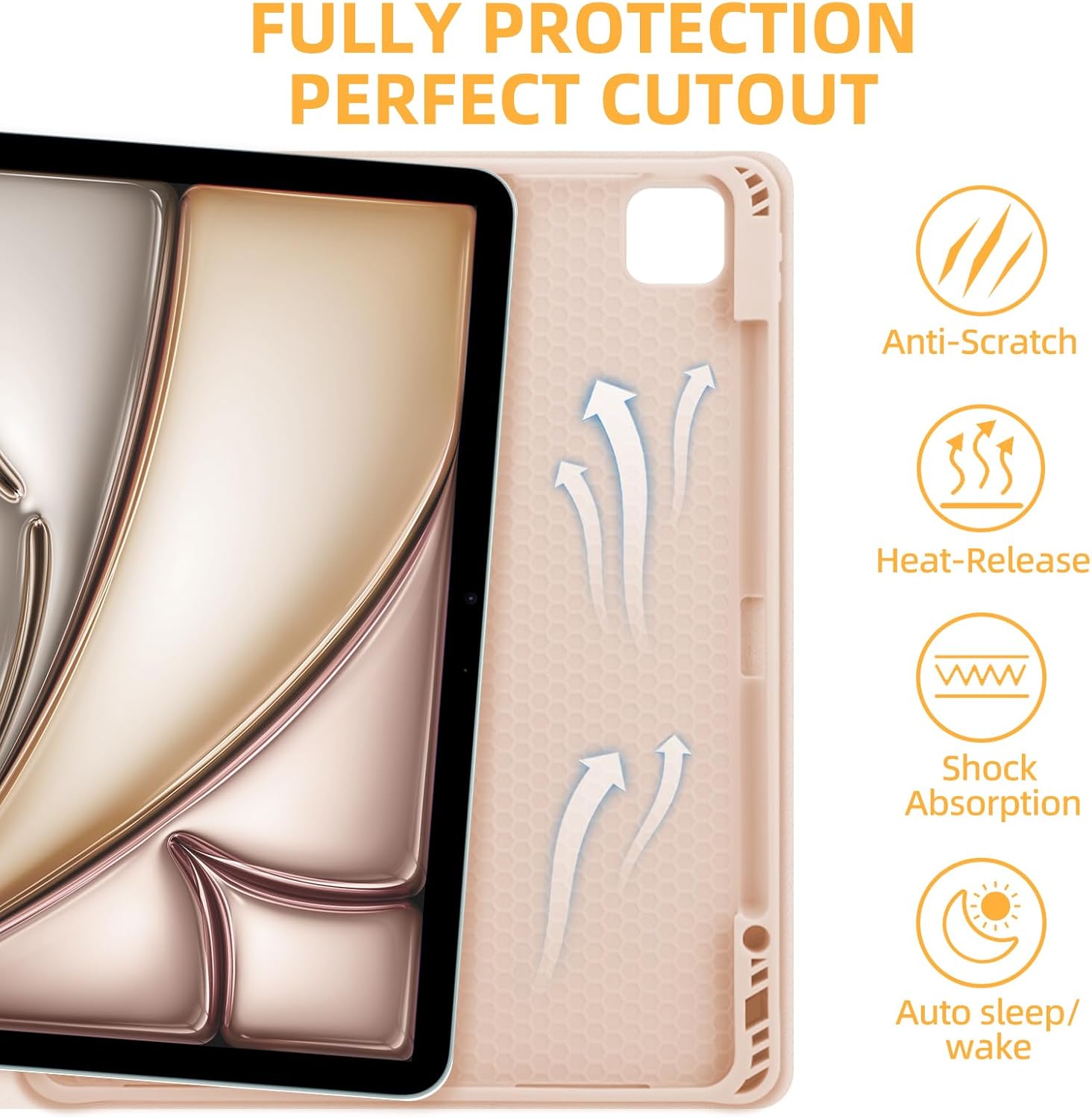 GOKOCO iPad Air 13 inch M2 2024 Case with Keyboard-Keyboard Case for iPad Pro 12.9 inch 6th/5th/4th/3rd Generation with Pencil Holder,Wireless Detachable Keyboard,Auto Sleep/Wake Function-Champagne