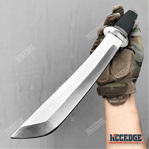 Miniatura 3 de KCCEDGE BEST CUTLERY SOURCE Cuchillo táctico, hoja de acero inoxidable 3cr13 de espiga completa de 12.5 pulgadas, cuchillo Samurai Tanto moderno