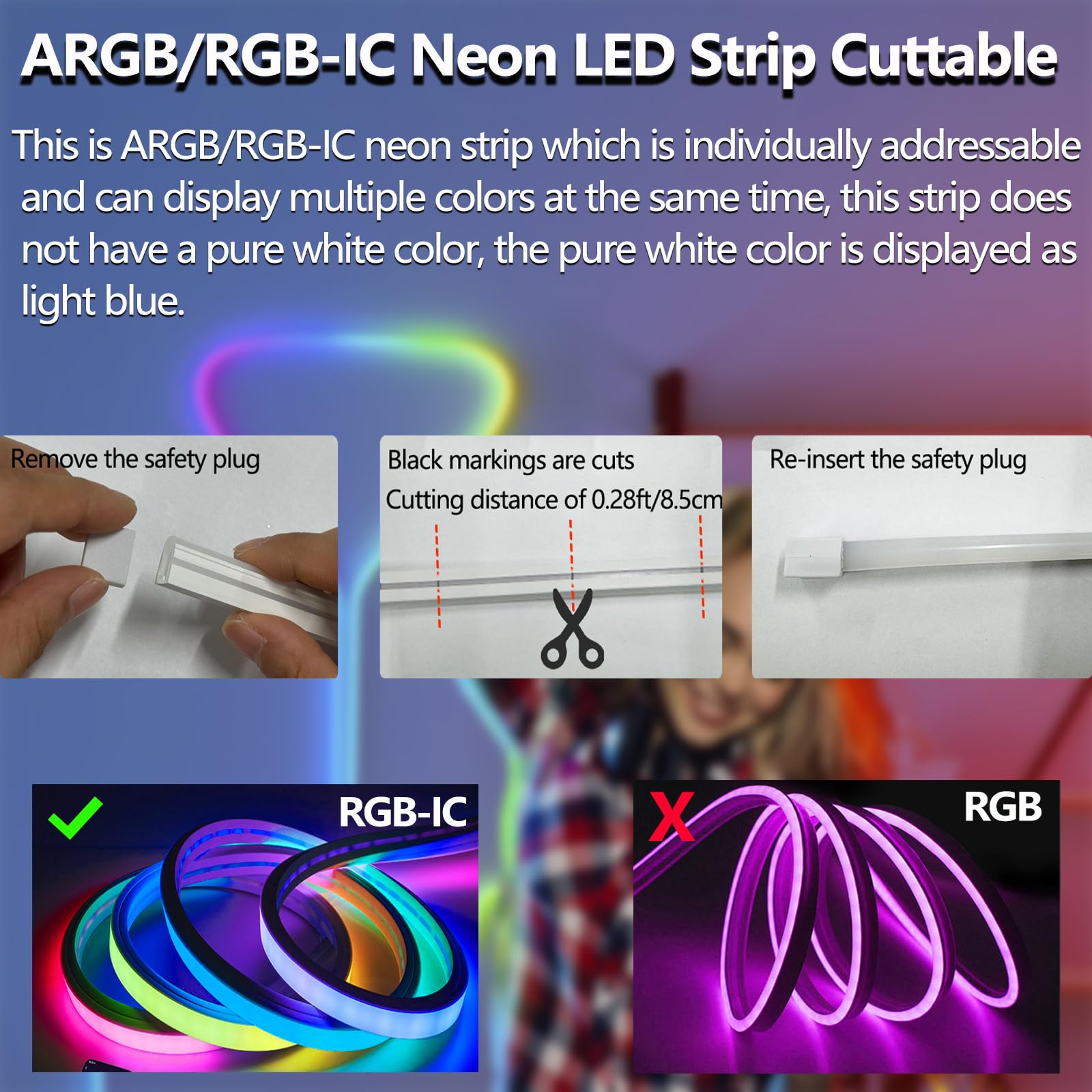 20M RGB+IC Neon Strip Lights, Led Streifen mit APP/Fernbedienung, Musik Sync, 24V IP65 Outdoor Wasserdichte Flexible Leiste