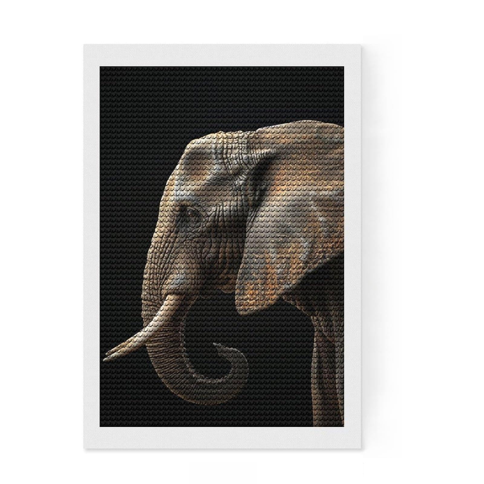 Junmoney Elephant Crystal Diamond Art Kit 8"x12", Easy to Enjoy, Cute Room Decor, with Tool Kit, Artistic Hobby, Vintage Style Decor