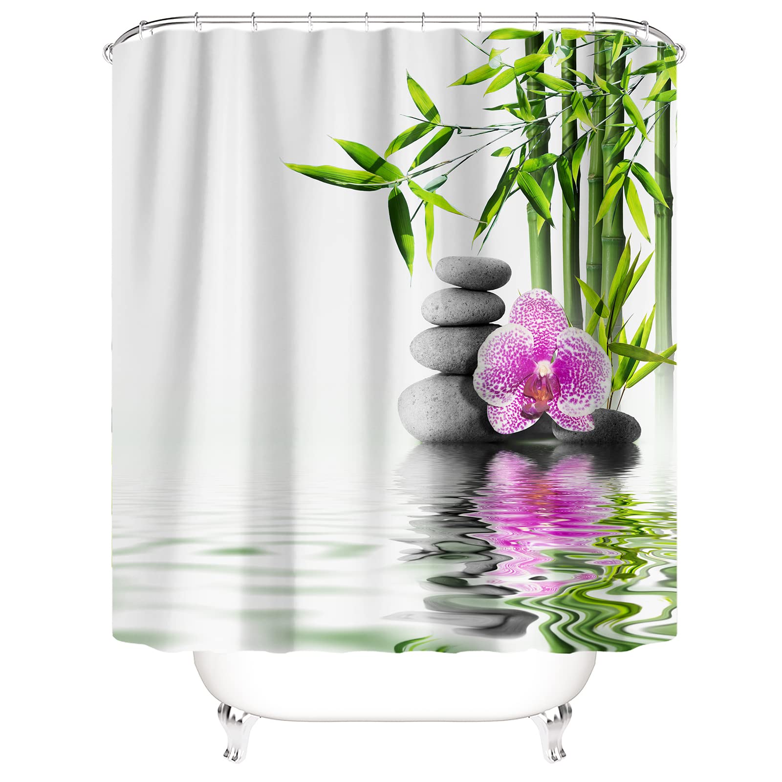 Vgzsyomqib Zen Duschvorhang 180x180cm - Anti-Schimmel Wasserdicht Mit Bambus Design