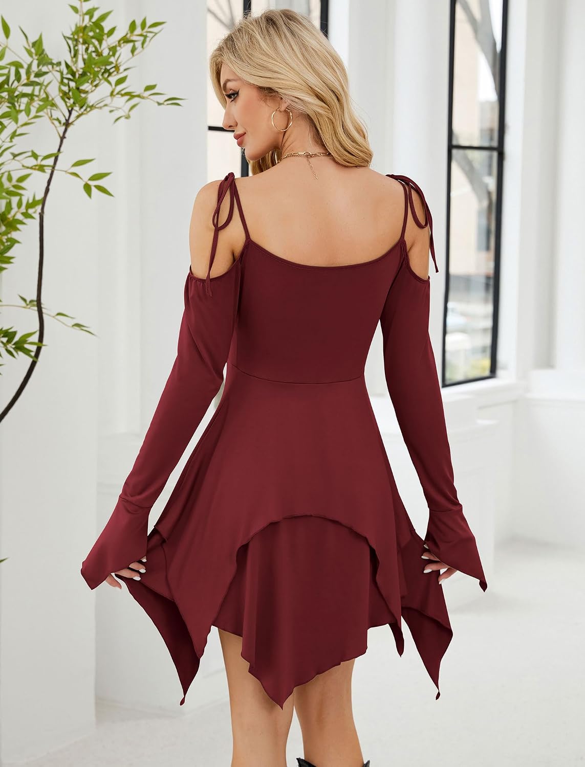 ZAFUL Women's Midi Dress Halloween Costumes Off-Shoulder Butterfly Fairy Cosplay Party Handkerchief Flowy Dress