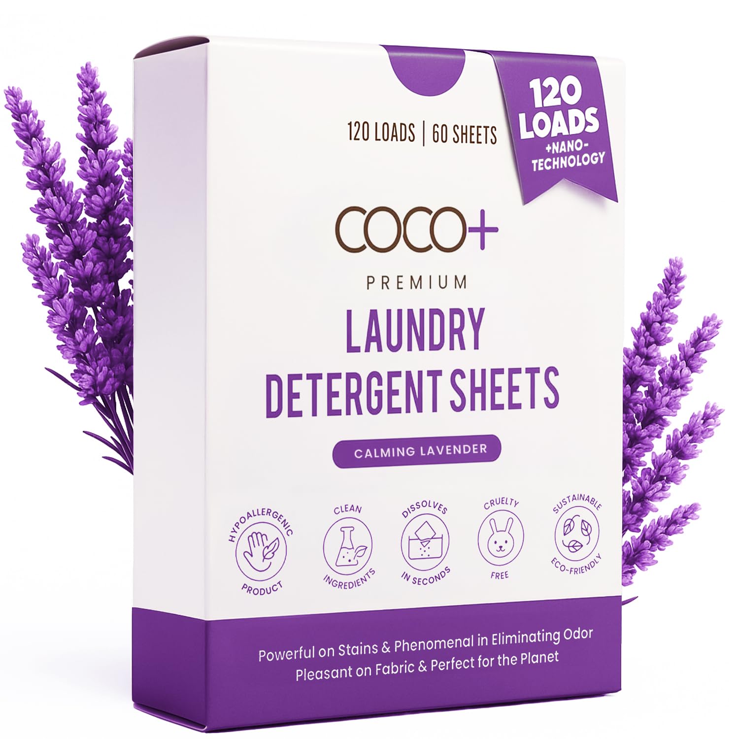 COCO+ Laundry Detergent Sheets - Nano-Concentrated with Enzymes, Hypoallergenic & Plant-Based - Deep Clean, Safe for Sensitive Skin - (120 Loads 60