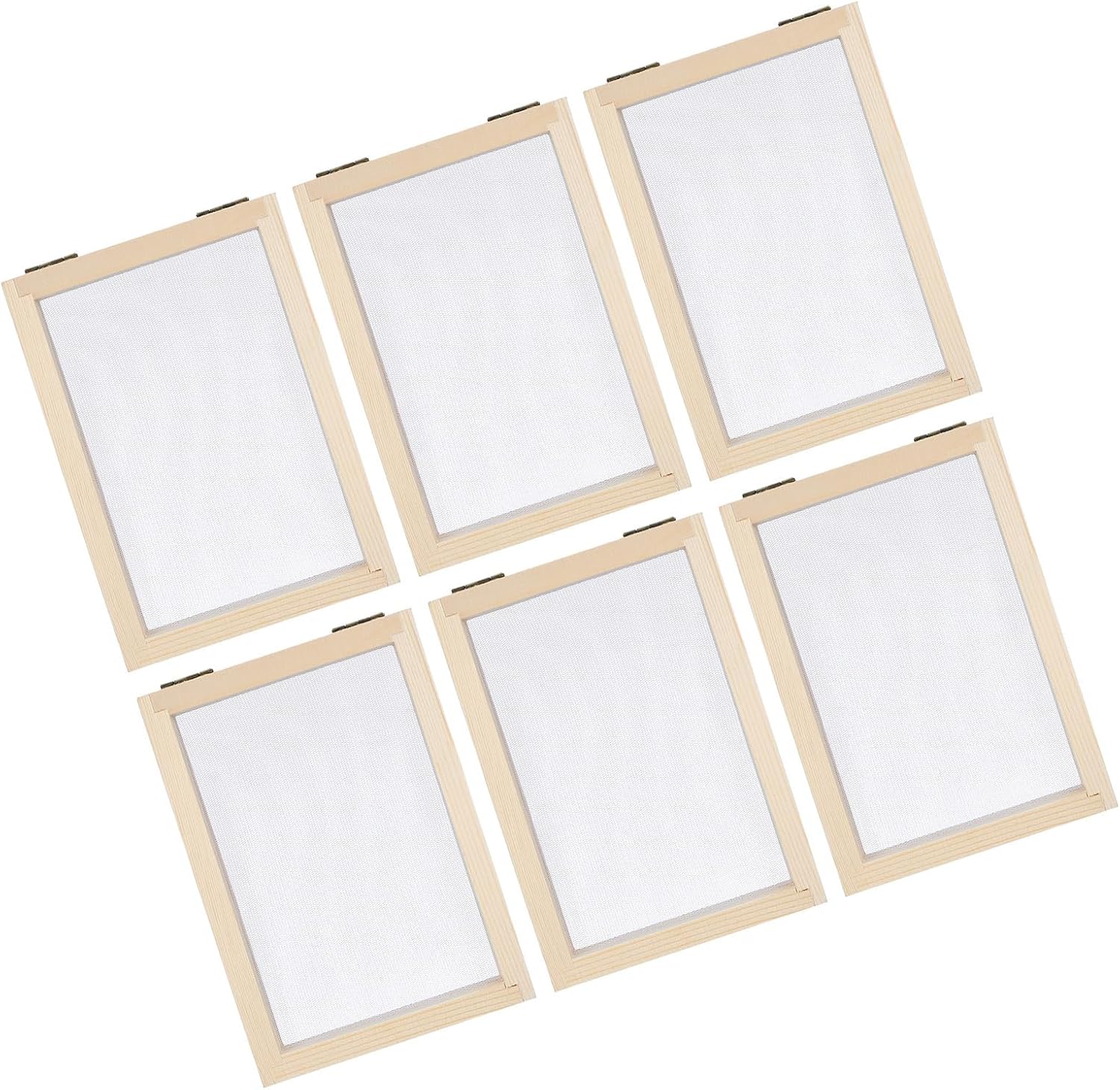 6pcs Wooden Papermaking Mold with Mesh Screen A6