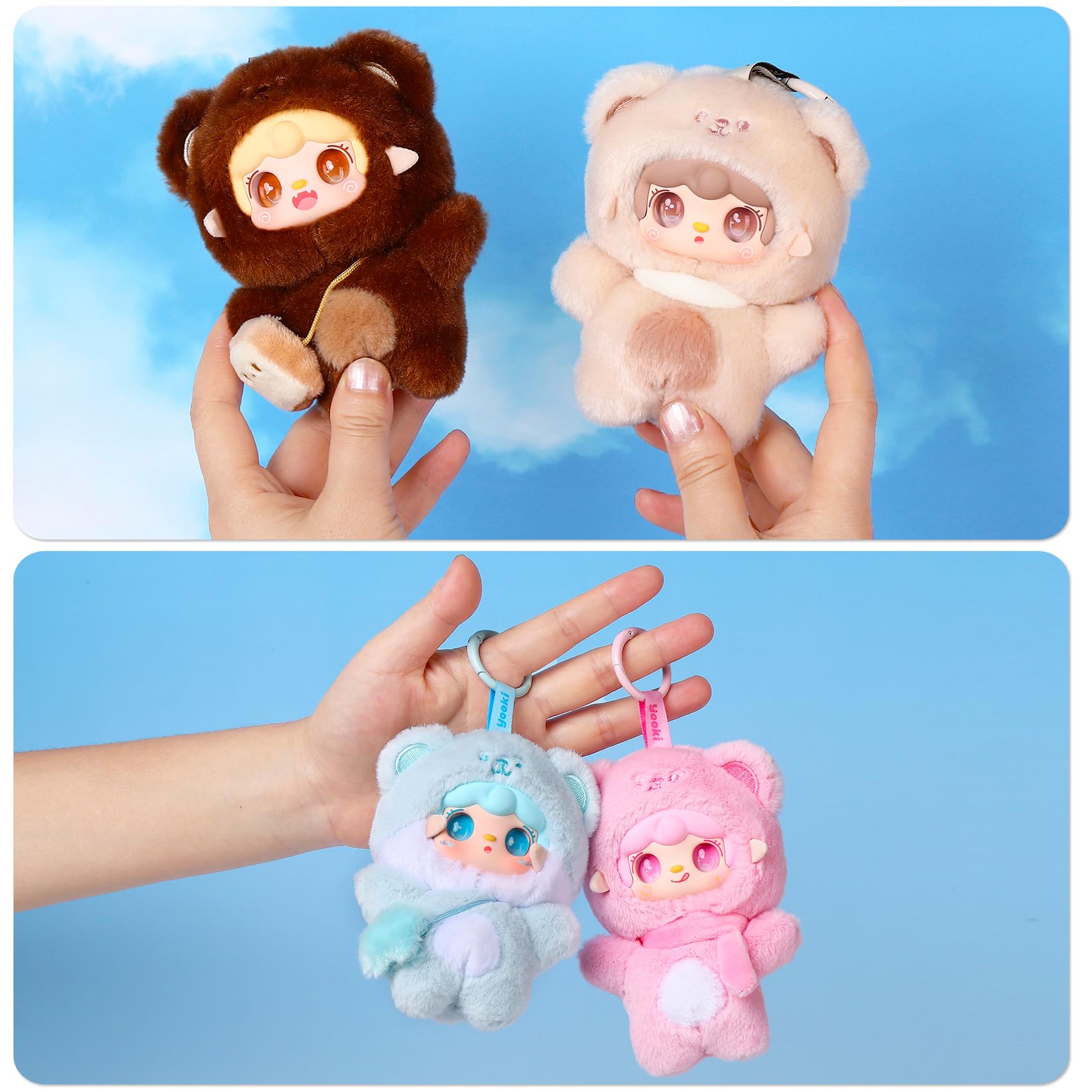 Yooki Cute Plush Pendant Blind Box,Random Vinyl Dolls Surprise Birthday Gifts,Single Mystery Box-Take A Bite of Bear Series: Single Box