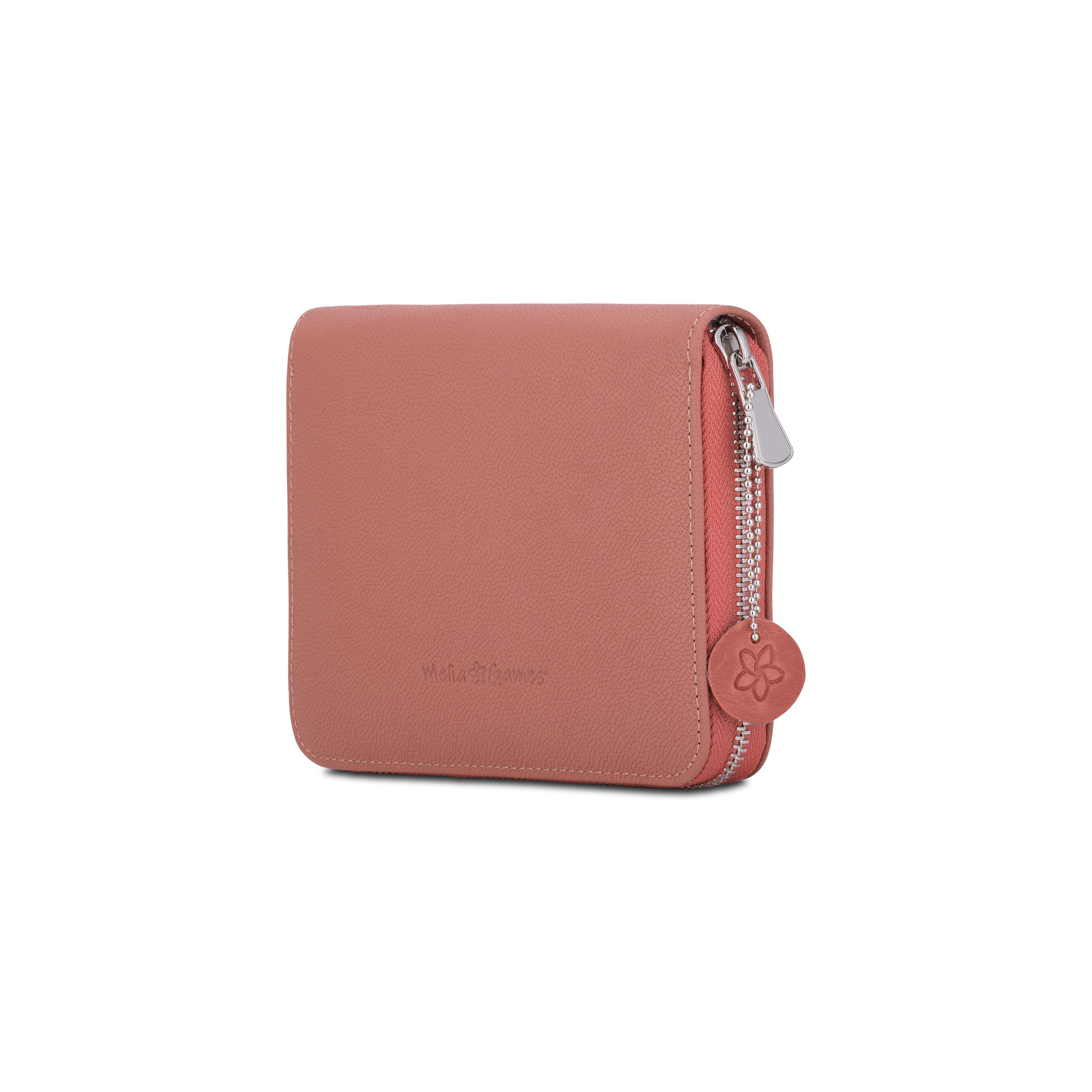 Playing Cards Set Deluxe - Pochette en Cuir Véritable Fait Main - Set de Voyage INCL. 2 Jeux de Cartes, Block-Note, Crayon (Designer Edition) (Coral Red)