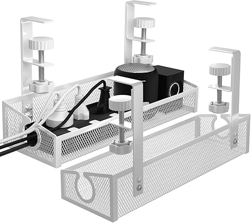 Bandeja de organización de cables para debajo del escritorio, organizador de cables de escritorio sin taladro, con abrazadera para gestión de cables