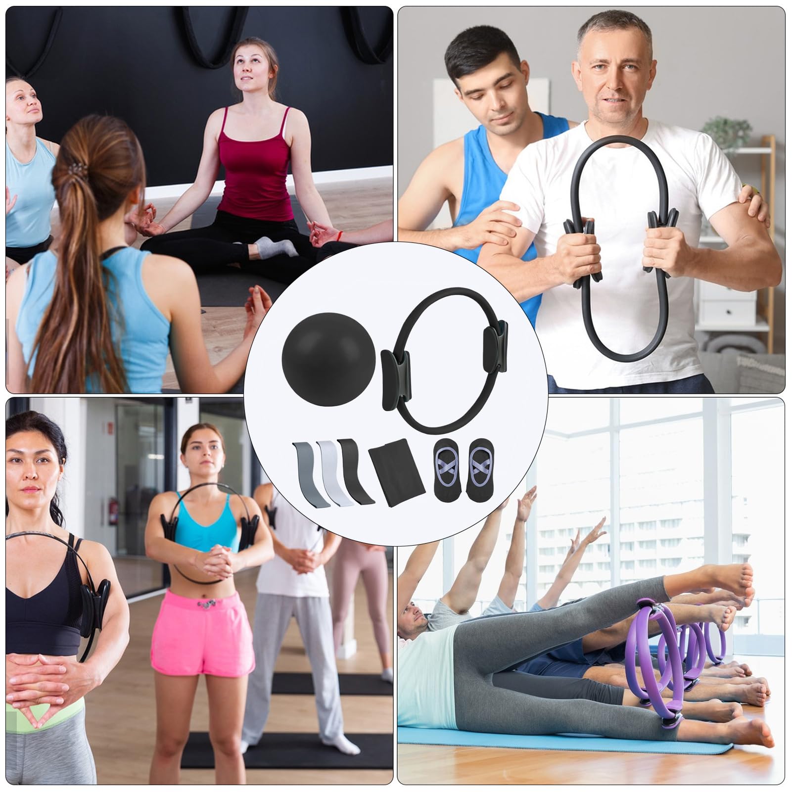 Set Attrezzi Pilates, Set Anelli Palle Pilates Portatili, Kit Pilate Casa Donne Fascia Resistenza E Tonificazione, Kit Yoga Pilate Attrezzi Allenamento Casa Sets Per Yoga P-ilates