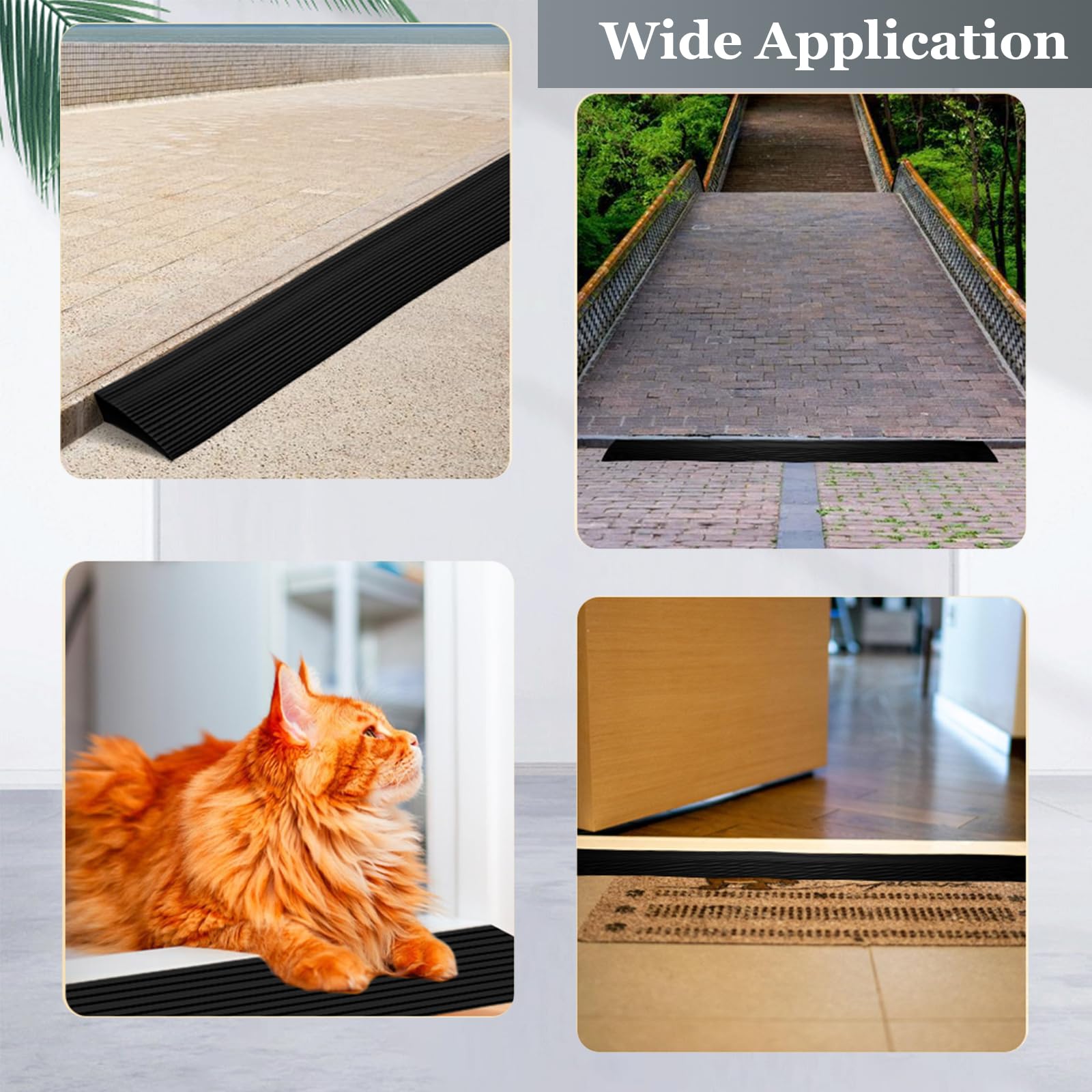 Rampa de umbral, rampa de umbral de puerta, rampa de PVC para sillas de ruedas, rampa para sillas de ruedas, andador o scooter eléctrico (negro, 90 x 8 x 3 cm)