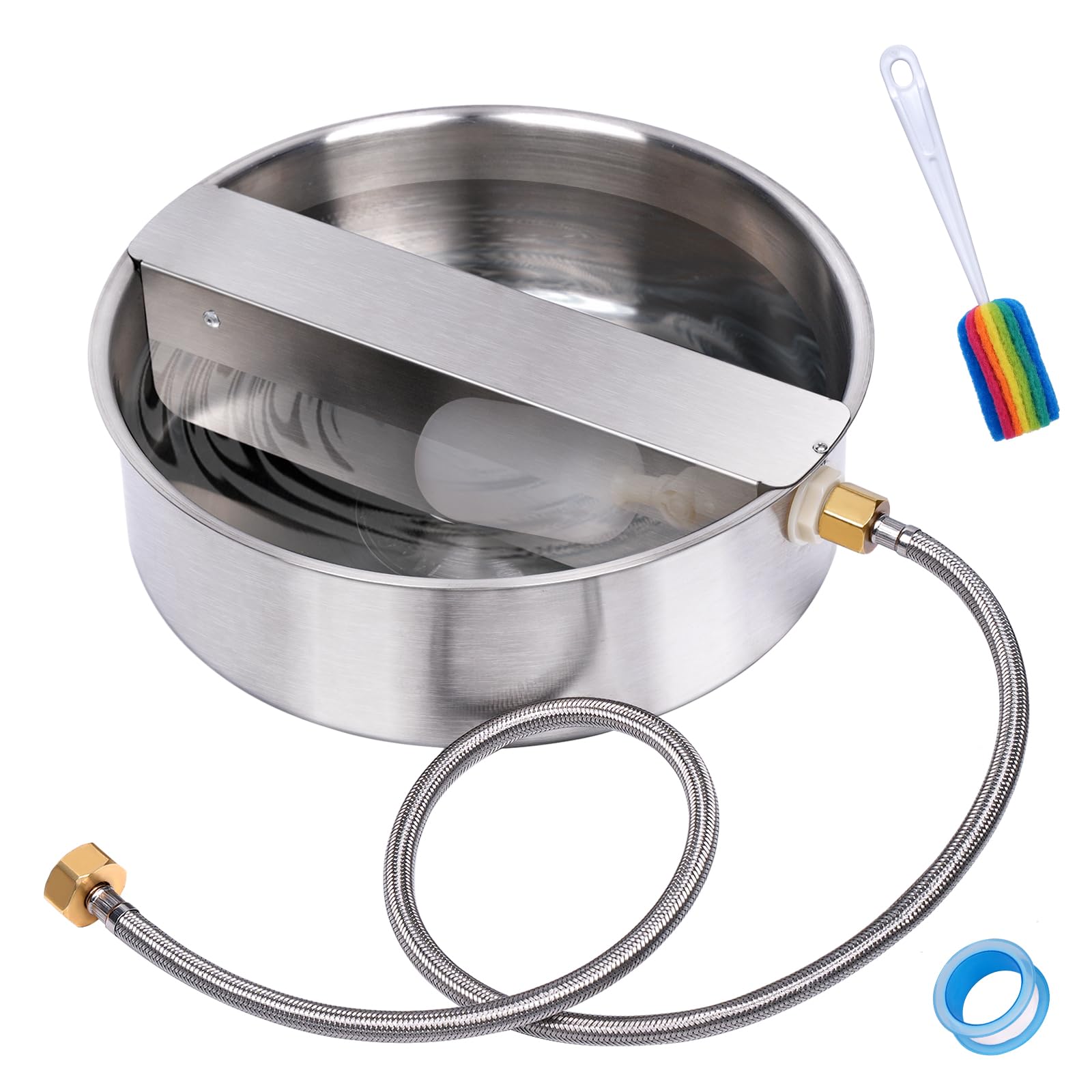 KHEARPSL Automatic Dog Water Bowl Dispenser Large Breed Outdoor Pet Water Fountain Pet Waterer with Float Valve 6.5L Heavy-Duty Stainless Steel Auto