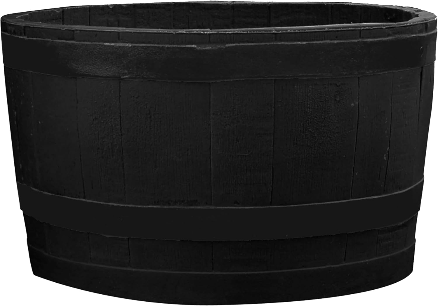 RTS Home Accents Polyethylene Whiskey Barrel Planter for Indoor or Outdoor Gardening, Black (2 Pack)