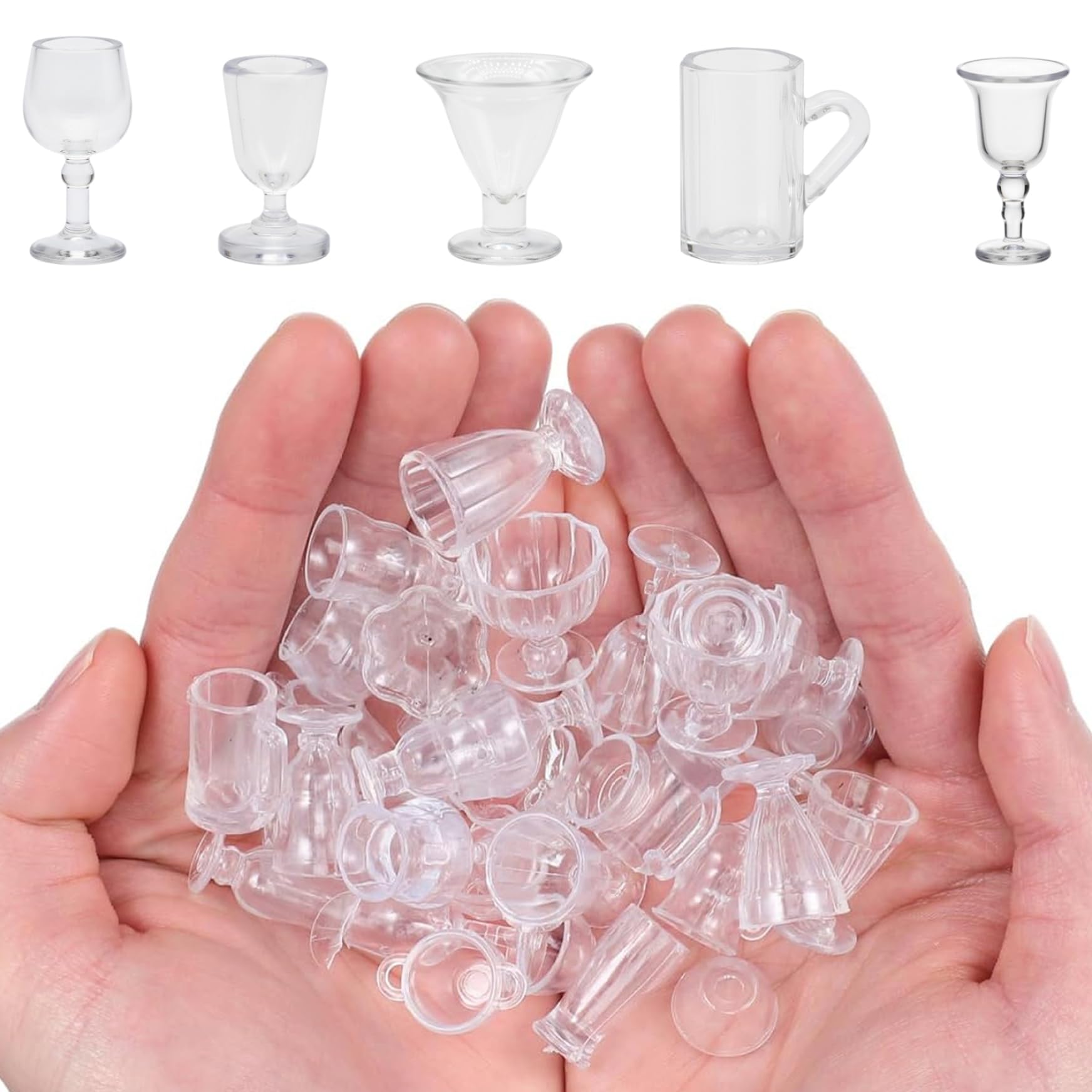 AwnsIMfreien Dollhouse Miniatures, 30Pcs Dollhouse Miniatures, Clear Plastic Mini Cups with Lids for Accessories, Miniature Things for DIY Crafts and Mini House Decor, Miniature Things