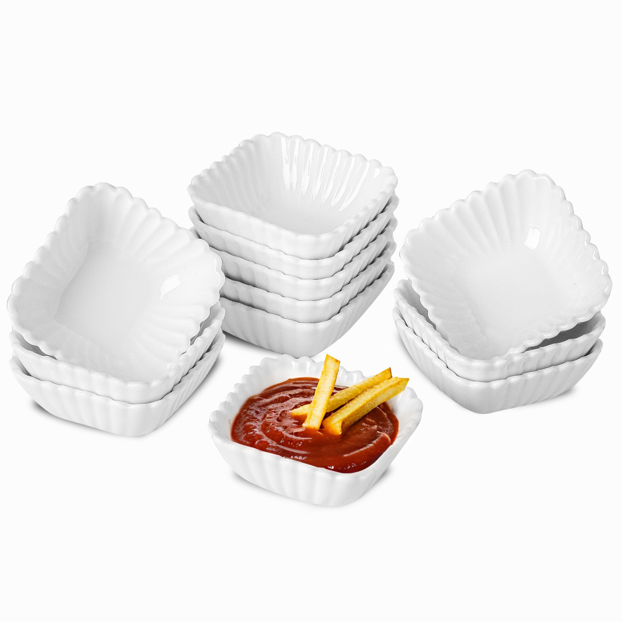 Set of 12 Ceramic Sauce Bowls, Soy Sauce Bowls, 2.8 x 2.8 x 3 cm, Aperitif