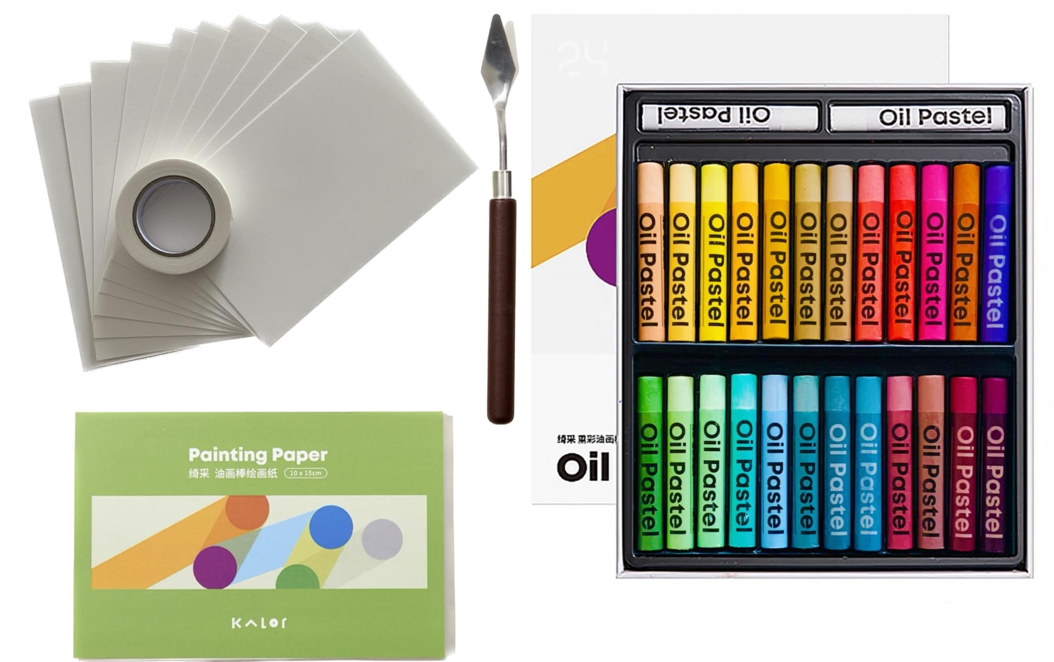 Vibrant Splash: 24 Classic Colors Oil Pastels Kit – Non-Toxic, Safe, Washable, Smooth & Water Soluble Crayons with Painting Accessories