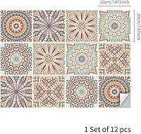 Vista 27 de Lukery Azulejo de despegar y pegar, impermeable, para cocina, mandala, azulejos autoadhesivos, azulejos de PVC, azulejos de pared, azulejos