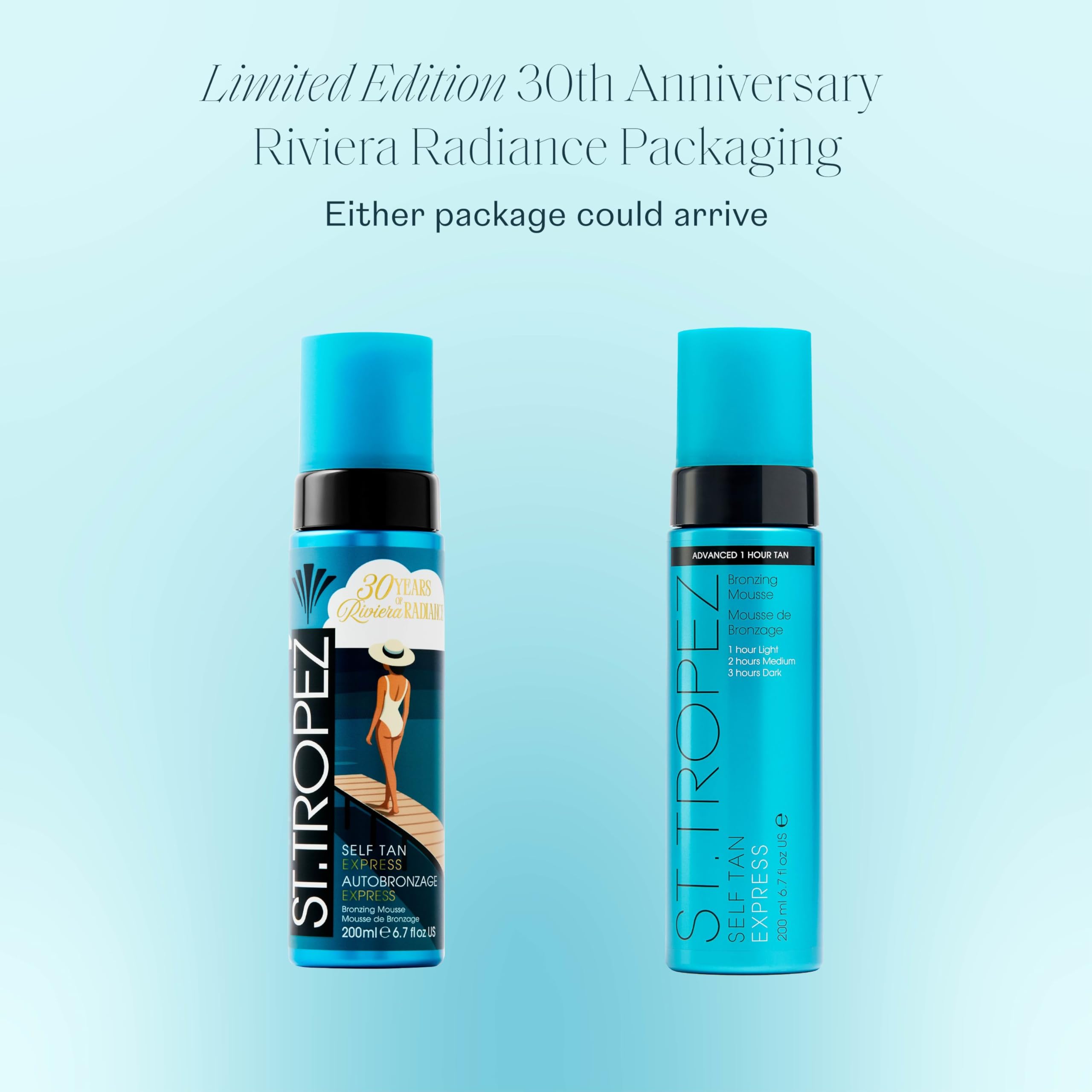St.Tropez Mousse autoabbronzante Express, ad azione rapida, si sviluppa in 1-3 ore, finitura senza striature, vegana, naturale e cruelty free, 200 ml