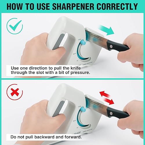 Miniatura 6 de HAUSHOF Afilador de cuchillos 4 en 1, afiladores de cuchillos de cocina de 4 etapas de alta calidad para tijeras, cuchillo de bolsillo, cuchillo de