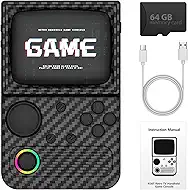 R36T Retro Handheld Game Console, 3.5 Inch Video Game Console with 3500mAh Battery, Retro Gaming Console Supports WiFi Download Multiple Emulators and Network Battling (Carbon Black)