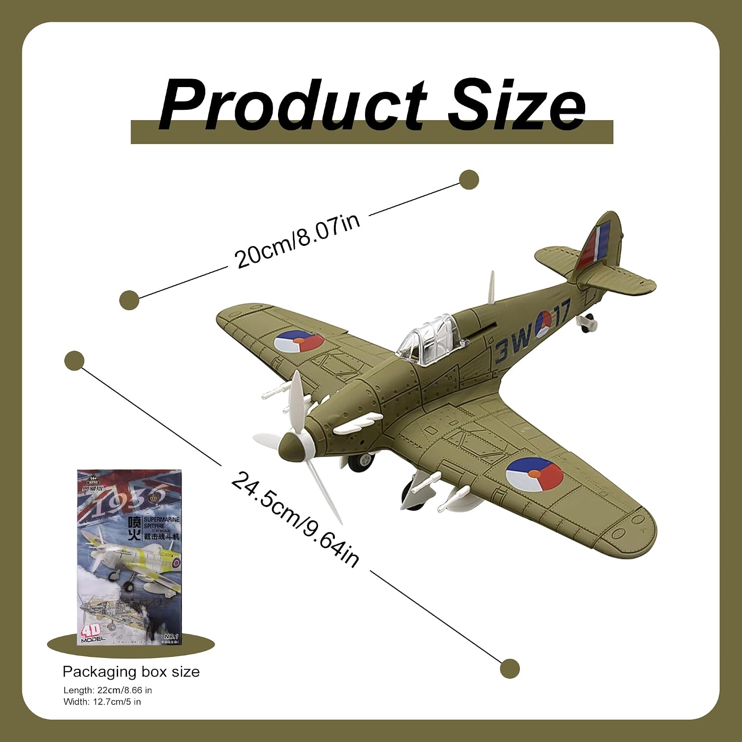 Hawker Hurricane Model Kit 1:48 Scale – WWII RAF Fighter Aircraft Display Model for Adult Collectors, Snap-Fit Plastic Airplane Kit.(Yellow)