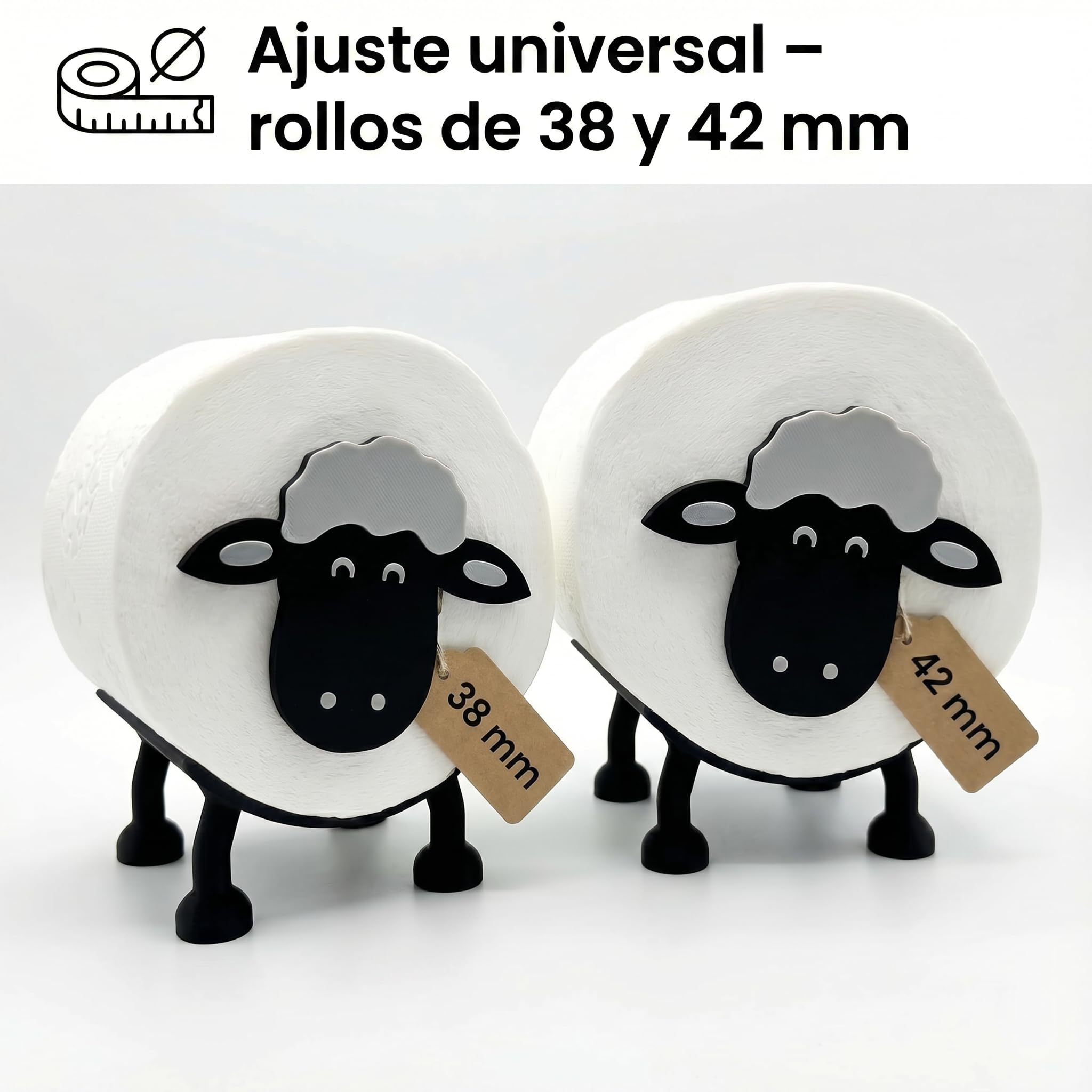 Portarrollos de papel higiénico de oveja, juego de 6 unidades – Soporte apilable para rollos de 38 – 42 mm – Divertido soporte para rollos de papel higiénico para inodoro y baño decoración | R-Satz