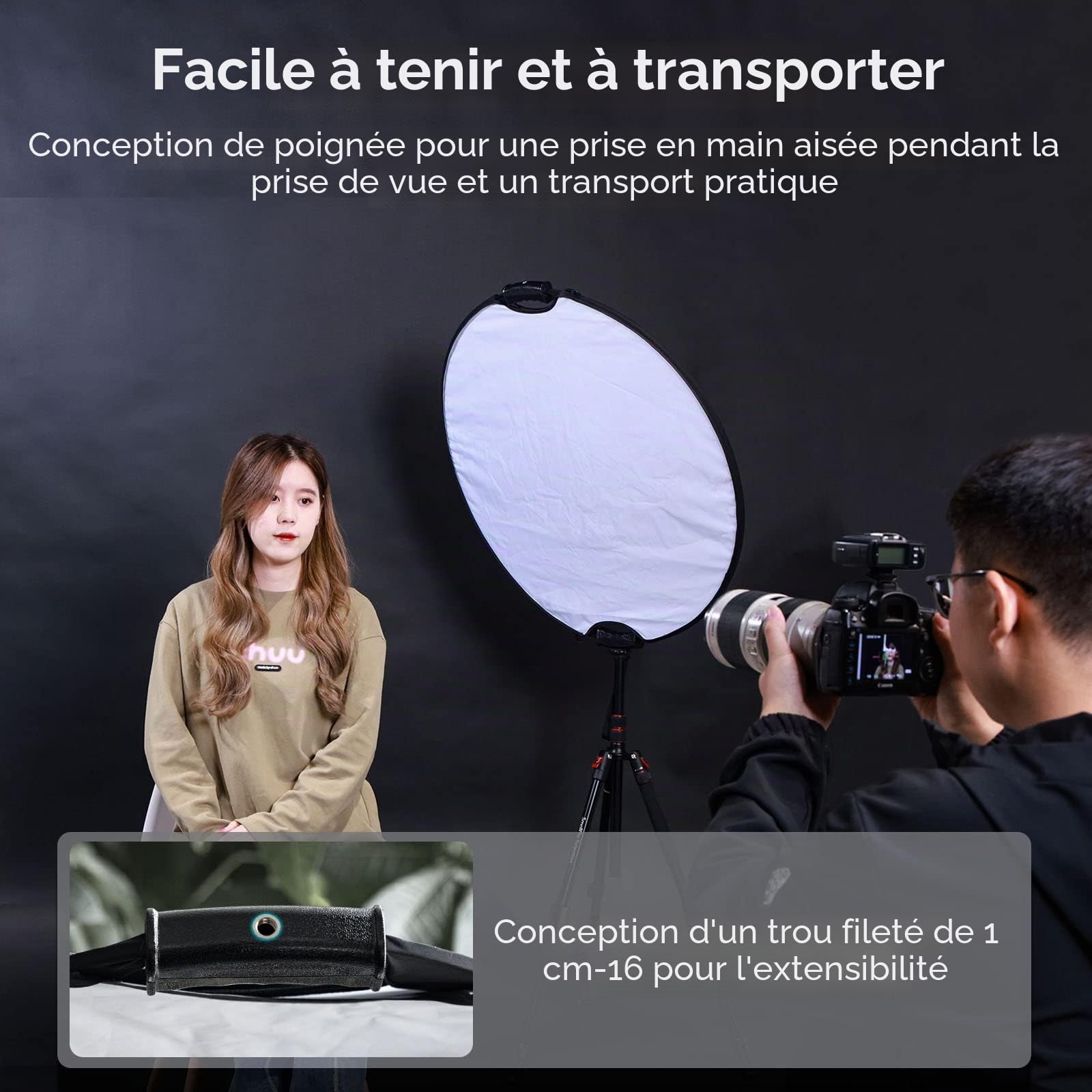 SMALLRIG 32" 80 cm Réflecteur de Photographie avec Poignées Réflecteur de Lumière Circulaire Pliable 5 en 1, Translucide, Argent, Or, Blanc et Noir, avec Sac de Transport - 4129