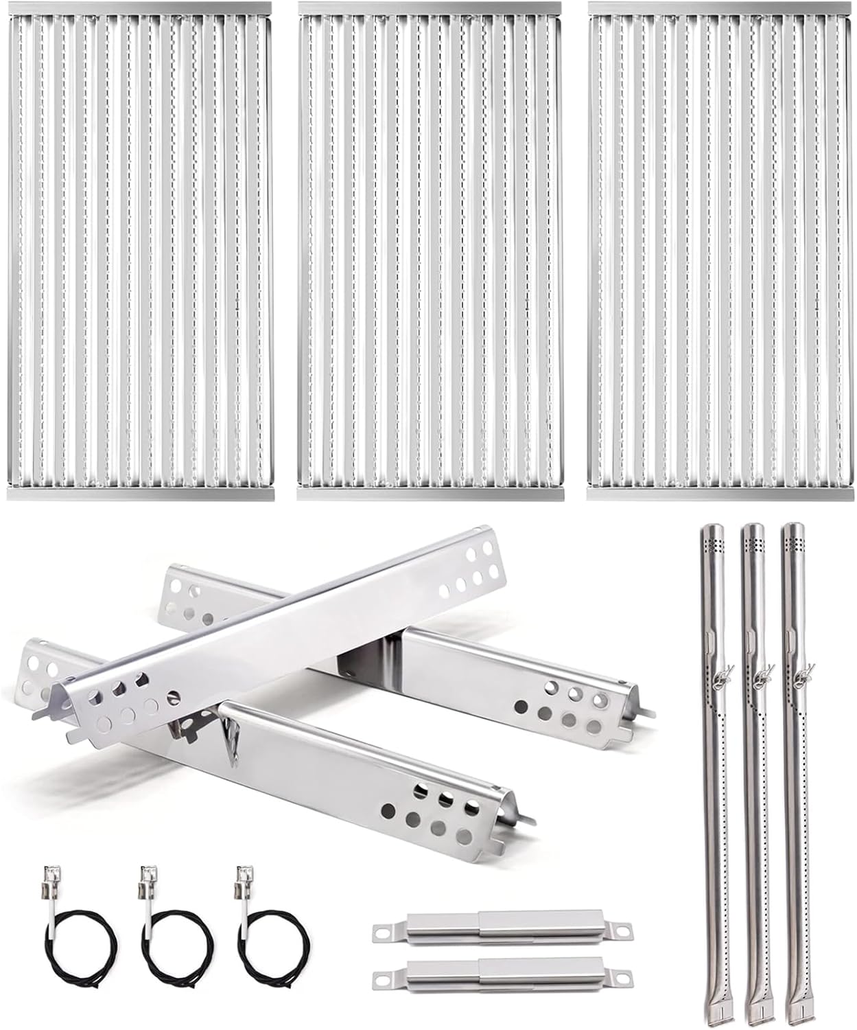 Criditpid Grill Replacement Parts for CharBroil 463371116, Grill Emitters, Heat Plates, Burner Tubes, Crossover Tube, Ignitors Kit for Charbroil 463371316 463371716 3-Burner TRU-Infrared Gas Grill.