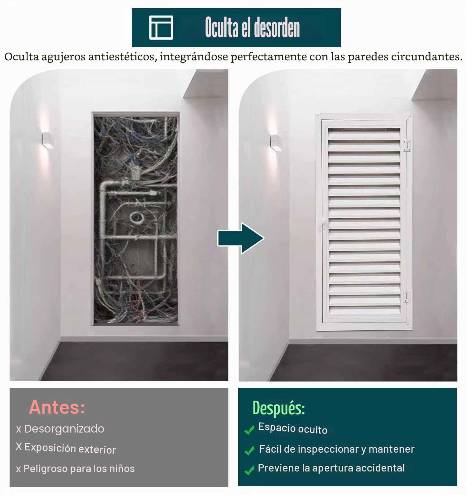 ZIMGOD Puerta de Inspección Acceso con Rejillas de Ventilación y Manija, Panel de Acceso con Cierre Magnético, Puertas de Servicio de Inspección Interior/Exterior/Eléctrico(28x24in (70x60cm))