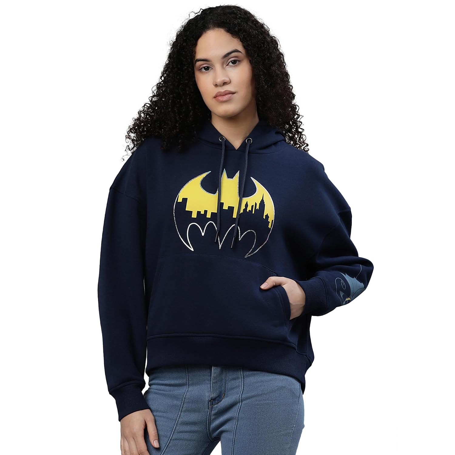 Free Authority Batman Printed Loose Fit Navy Blue Cotton Women's Hoodie - Review, Price and Buying Guide