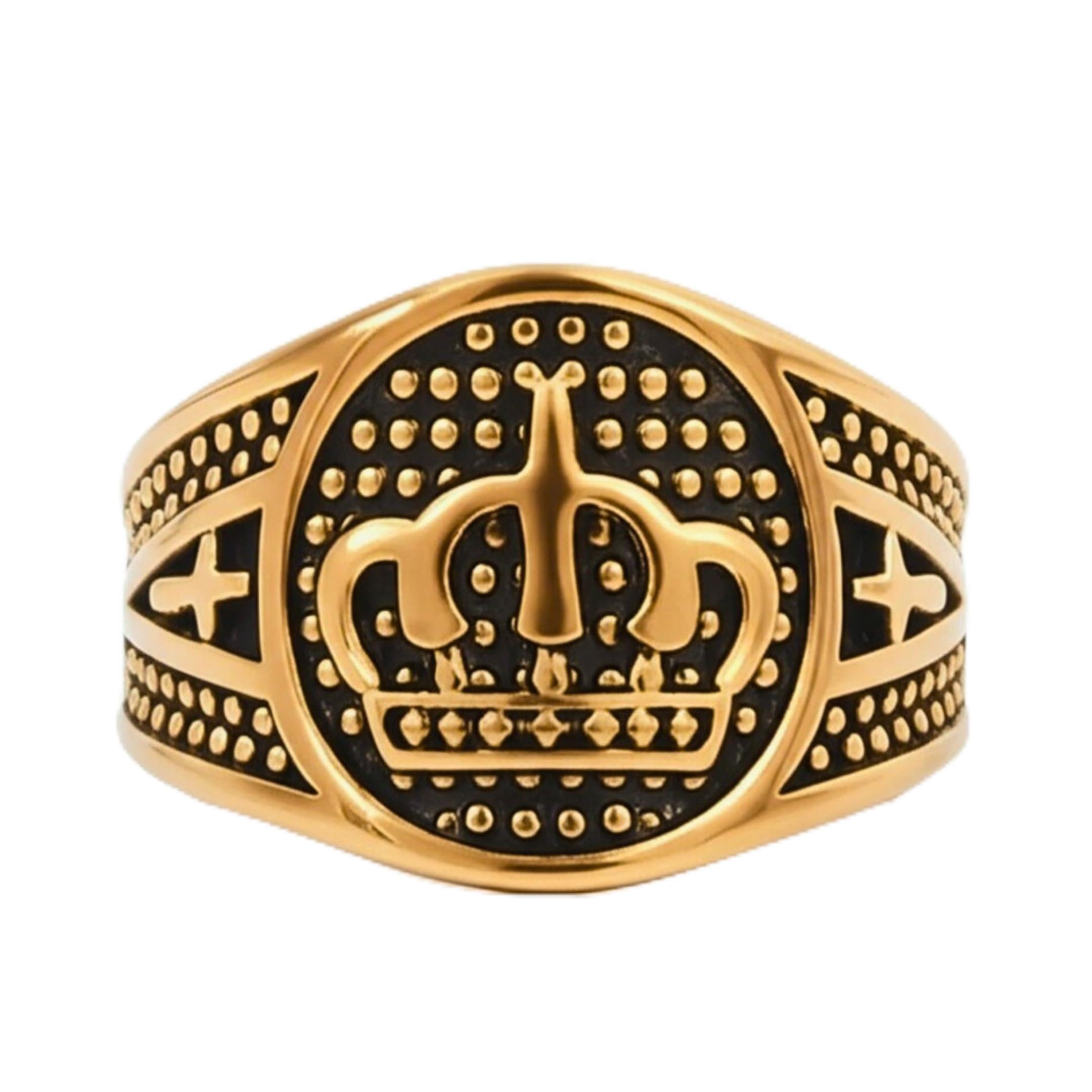 the men thing Royal Series - ORIZON CROWN RING - Pure Stainless Steel Men’s Rose Gold-Plated Ring – Statement Luxury Jewelry (Size : 19-22-24)-picture-8