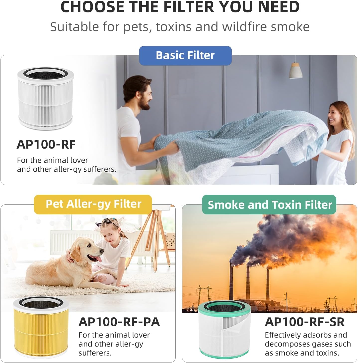 AromaRoom Pet HEPA H13 Air Purifier Filter Replacement, Compatible with LEVOIT Core Mini-P, AP100/AP102 Air Purifier, Efficiency Activated Carbon for Pet Odor, 2 Packs, AP100-RF-PA，Yellow