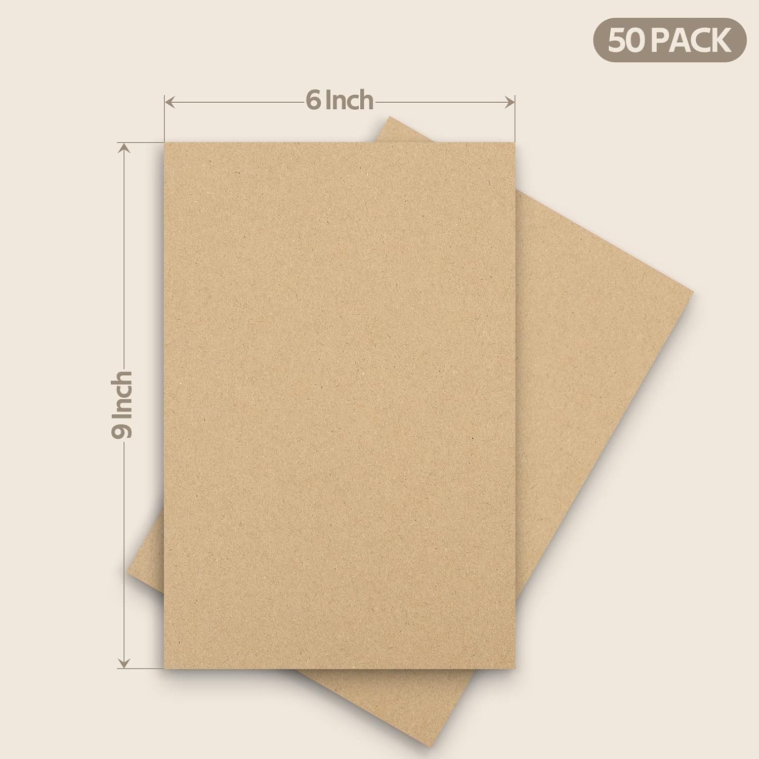 Golden State Art, 50 Pack 6x9 Corrugated Cardboard Sheet Flat Cardboard Pads Inserts, 1/16" Thick, Great for Crafts, Mailing, Packaging (Kraft Brown)