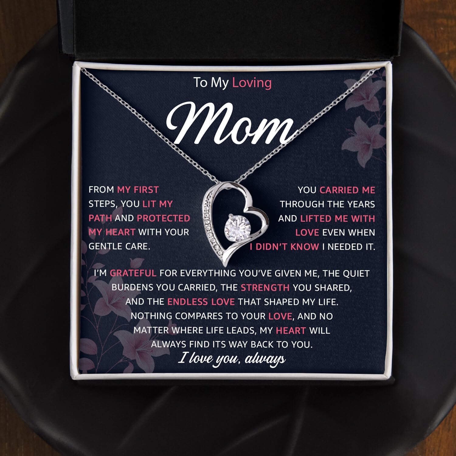 To My Mom Necklace – Sentimental Gift from Son or Daughter, I Love You Mom Jewelry with Message Card, Perfect for Mother’s Day or Birthday