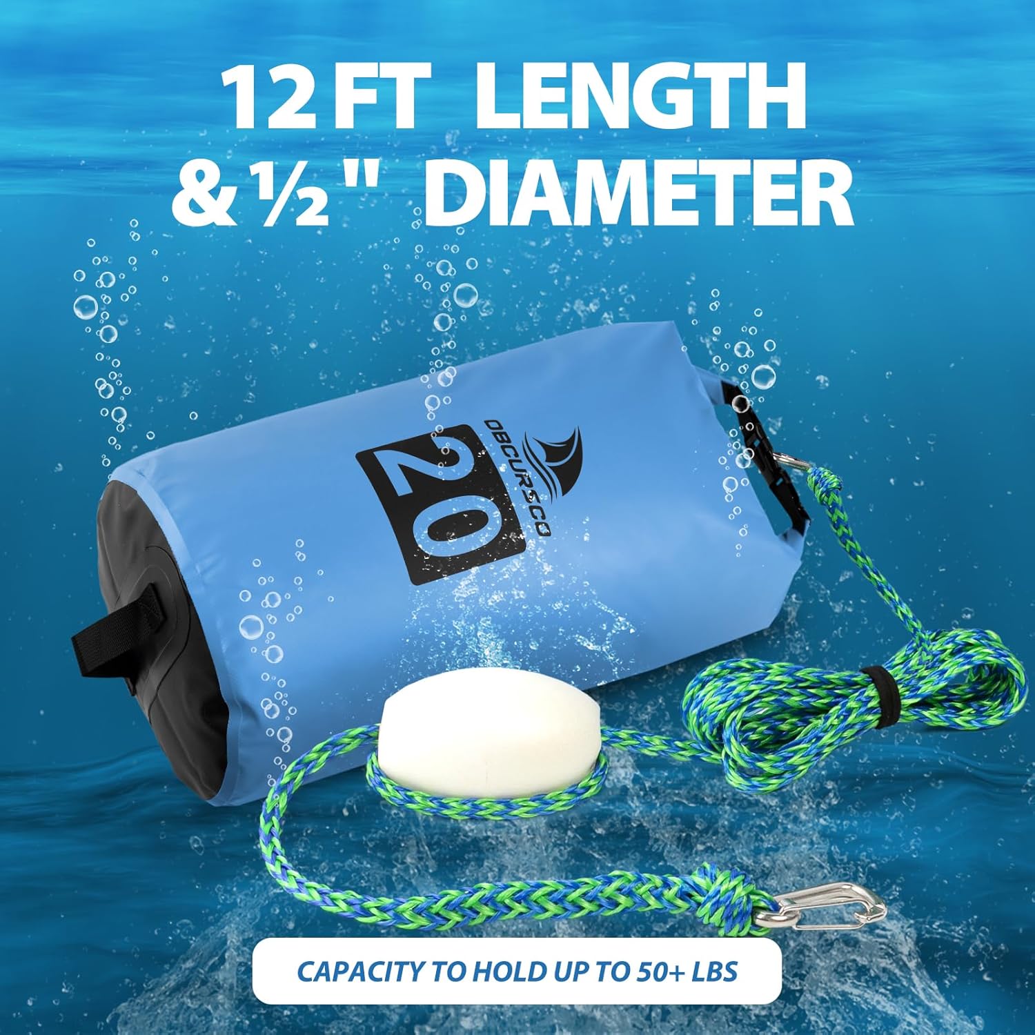 Obcursco 20L Jet Ski Anchor Kit PWC Anchor 2 in 1 Sand Bag Anchor for Float with Adjustable Buoy, PWC Sandbag Anchor for Jetski, Kayak, Seadoo, Paddle Board, Waverunner, Watercraft, and Swim Mat…