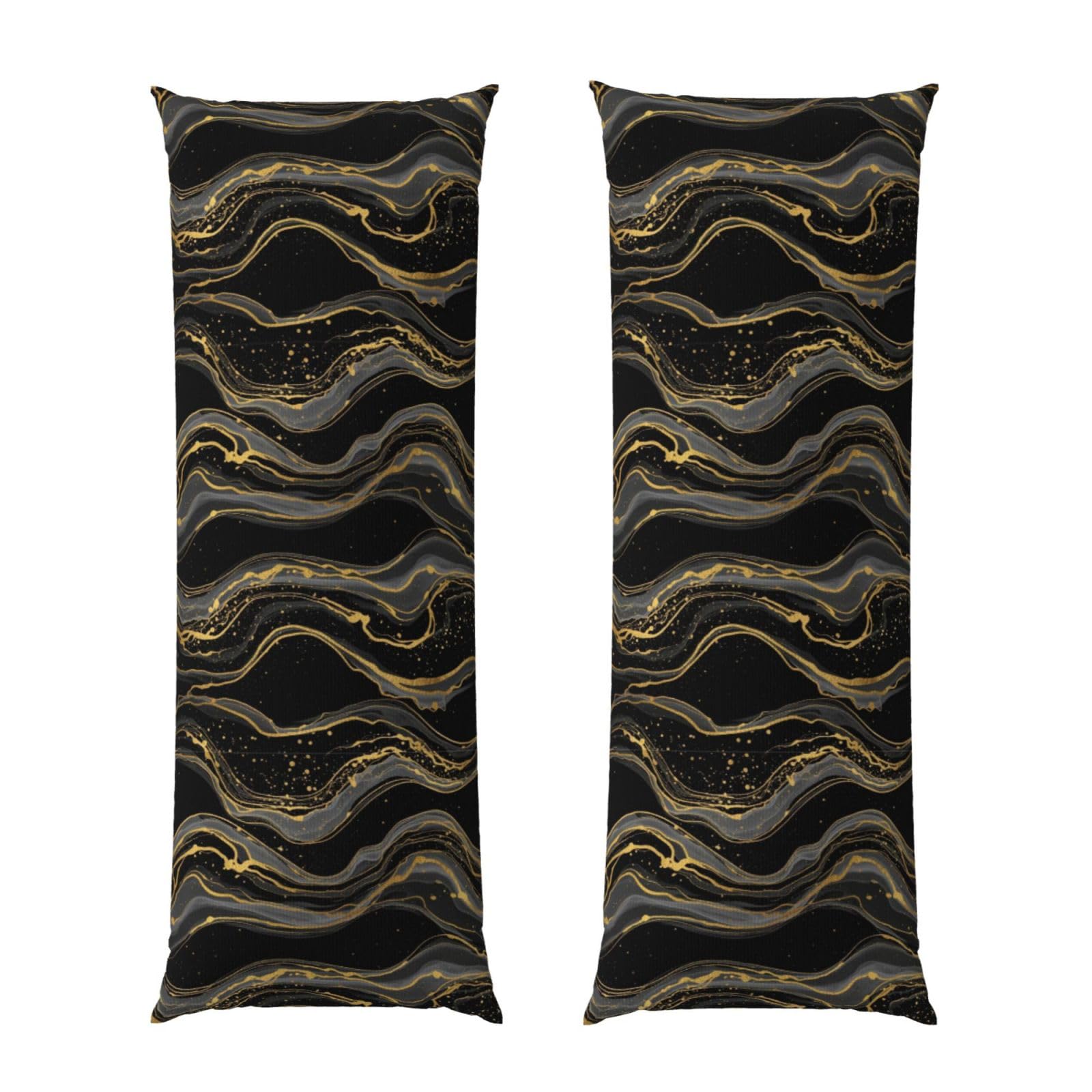 Body Pillow Cover 20x54, Black Marble Gold Line, Soft Microfiber Long Pillowcase with Zipper Closure, Breathable Protector for Bedroom Sofa Couch Sleeping