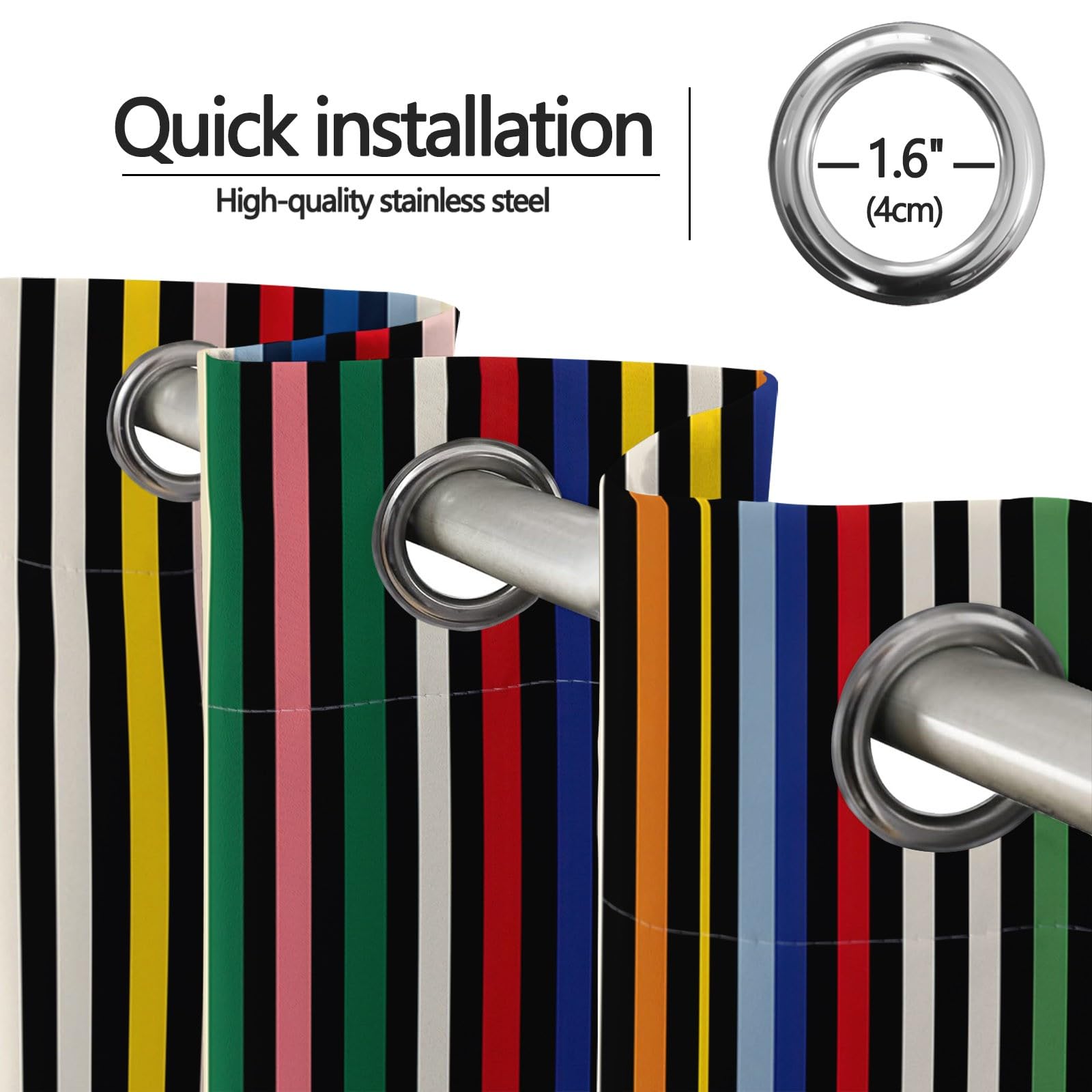 Verdunklungsvorhänge B75 x H166 cm 2er Set, Klassisch Modisch Streifen Vorhang Blickdicht mit Ösen, Vorhänge Wohnzimmer Thermovorhänge Sichtschutz Gardinen für Schlafzimmer, Bunt